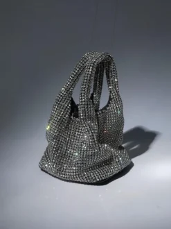 Bellatrix Crystal Bucket Bag In Silver