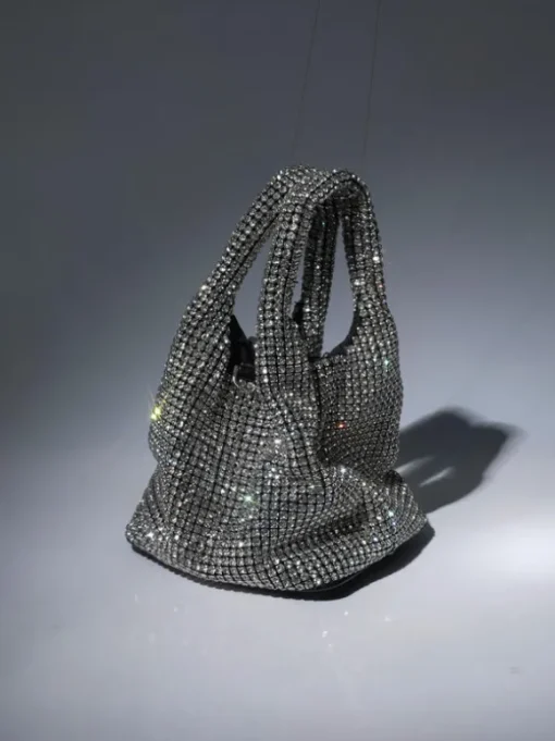 Bellatrix Crystal Bucket Bag In Silver