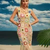 Benita Cutout Fringe Knitted Midi Dress