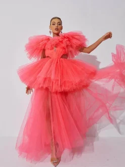 Bibi Plunge Cutout Tulle Dress