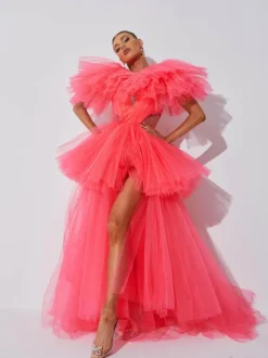 Bibi Plunge Cutout Tulle Dress