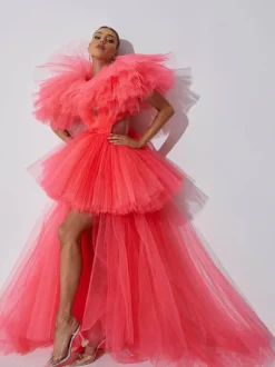 Bibi Plunge Cutout Tulle Dress