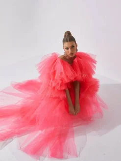 Bibi Plunge Cutout Tulle Dress