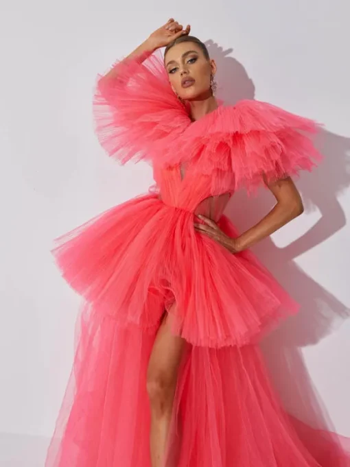 Bibi Plunge Cutout Tulle Dress