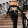 Binnie Off Shoulder Sequin Maxi Dress