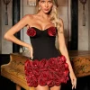 Birtin Strapless Flower Skirt Set
