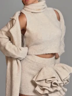 Blamey Ruched Flower Knitted Skirt Set