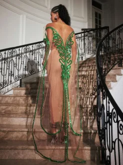 Blondene Cutout Sequin Embellished Maxi Dress