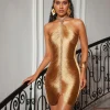 Bluma Halterneck Crystal Fringe Mini Dress