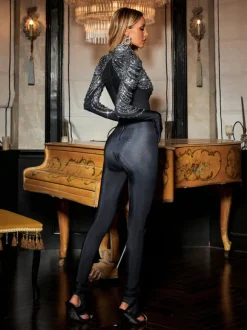 Bolboli Long Sleeve Rhinestone Jumpsuit