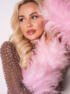 Braylene Rhinestone Feather Trimmed Mini Dress