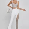 Brianna Crystal Bustier Top In White
