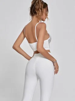 Brianna Crystal Bustier Top In White