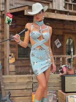 Brinleya Cutout Embellished Mini Dress