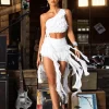 Brinzara Ruffle Draped Skirt In White