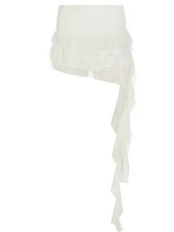 Brinzara Ruffle Draped Skirt In White