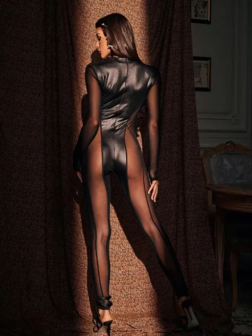 Bruna Long Sleeve Mesh Jumpsuit