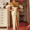 Bruno Metallic Leafy Chain Armor Top