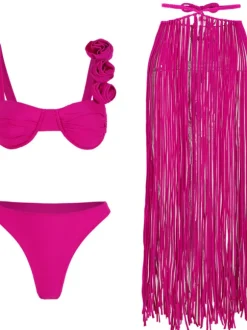 Bryslen Fringe Bikini Three Piece Set
