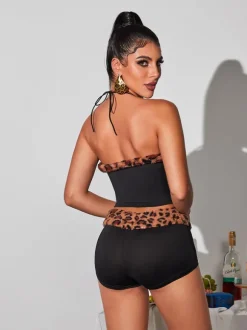 Buddie Halterneck Leopard Pants Set
