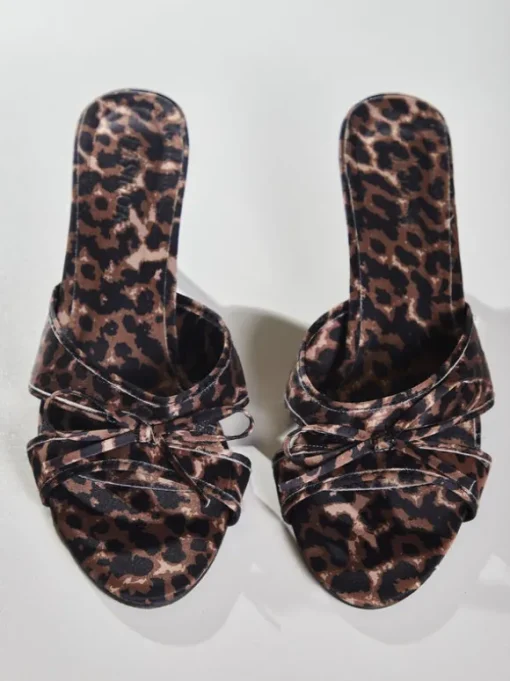Cabau Bow Leopard Sandals