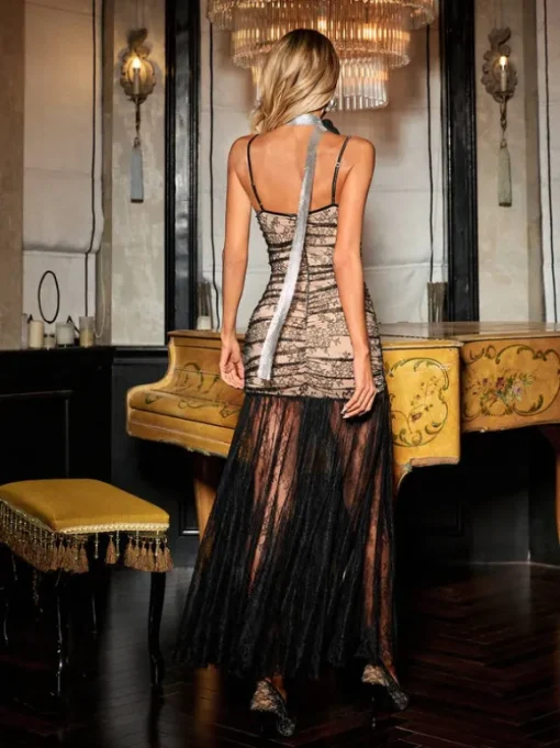 Cadilyn Spaghetti Floral Lace Dress