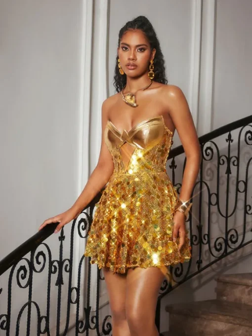 Caemlyn Strapless Sequin Mini Dress