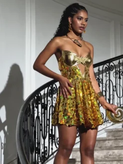 Caemlyn Strapless Sequin Mini Dress