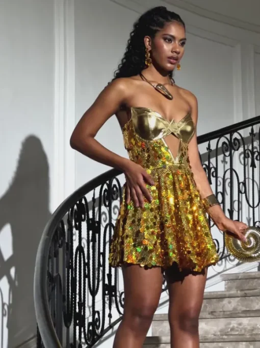 Caemlyn Strapless Sequin Mini Dress