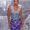 Cairo Crystal Embellished Mini Dress In Light Nude & Blue