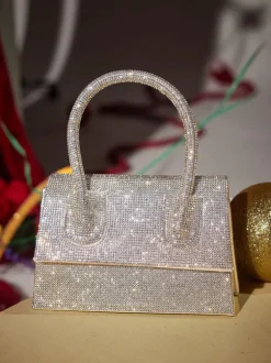 Caleo Crystal Clutch In Silver