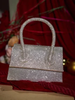 Caleo Crystal Clutch In Silver