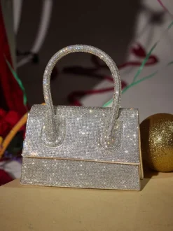 Caleo Crystal Clutch In Silver