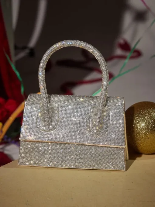 Caleo Crystal Clutch In Silver