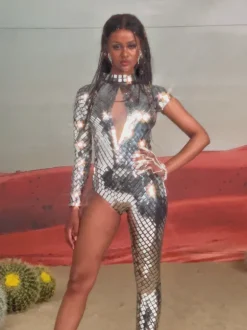Callahan One Shoulder Acrylic Jumpsuit