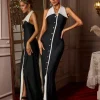 Cambrie Folded Collar Button Maxi Dress