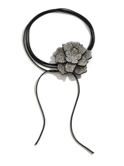Camellia Black Crystal Flower Choker