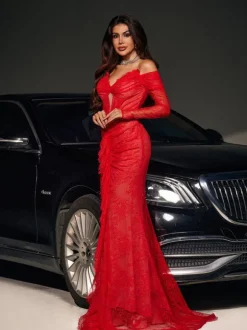 Capella Off Shoulder Lace Mermaid Maxi Dress
