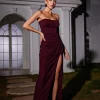 Carew Strapless Ruched Dress In Brown