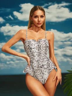 Carlen Snake Printed One Piece Swimsuit