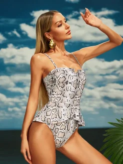 Carlen Snake Printed One Piece Swimsuit
