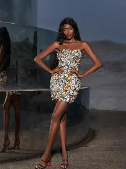 Caroline Strapless Butterfly Embellished Dress