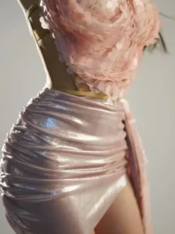 Cassey Sequin Draped Skirt Set In Blush