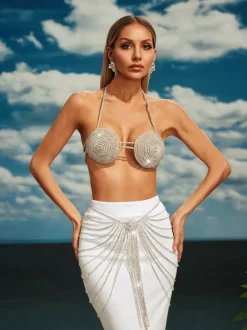 Cassim Halterneck Crystal Bralette