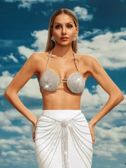 Cassim Halterneck Crystal Bralette
