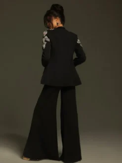 Cathia Rhinestone Split Blazer Set