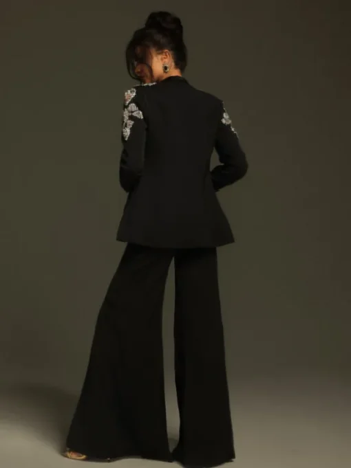 Cathia Rhinestone Split Blazer Set
