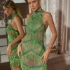 Cathie Rhinestone Fringe Mini Dress