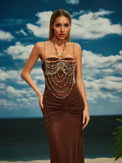 Catlin Gemstone Beaded Bralette In Multi