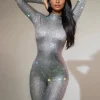 Chaylee Long Sleeve Rhinestone Jumpsuit